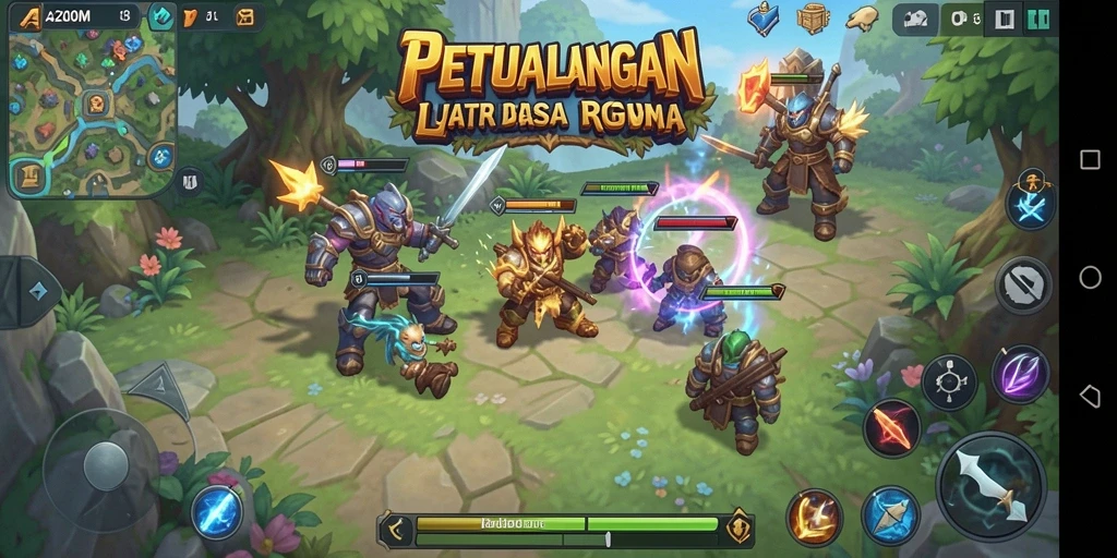 Screenshot gameplay A200M menunjukkan petualangan seru di dunia RPG.