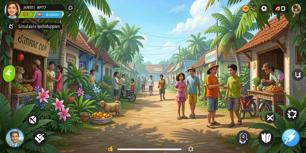 Screenshot menampilkan gameplay interaktif API77 dengan karakter dan lingkungan yang dinamis.