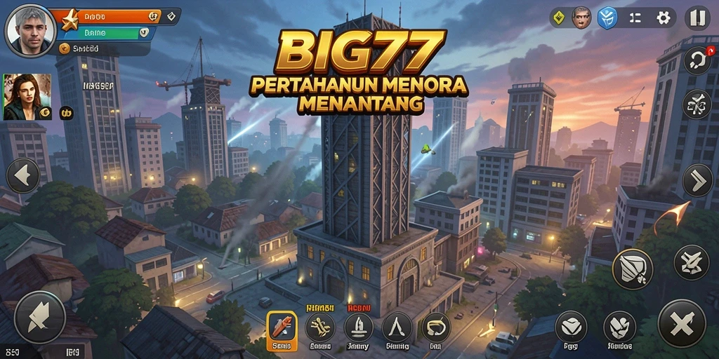 Screenshot menampilkan aksi mendebarkan dalam BIG77 Tower Defense.