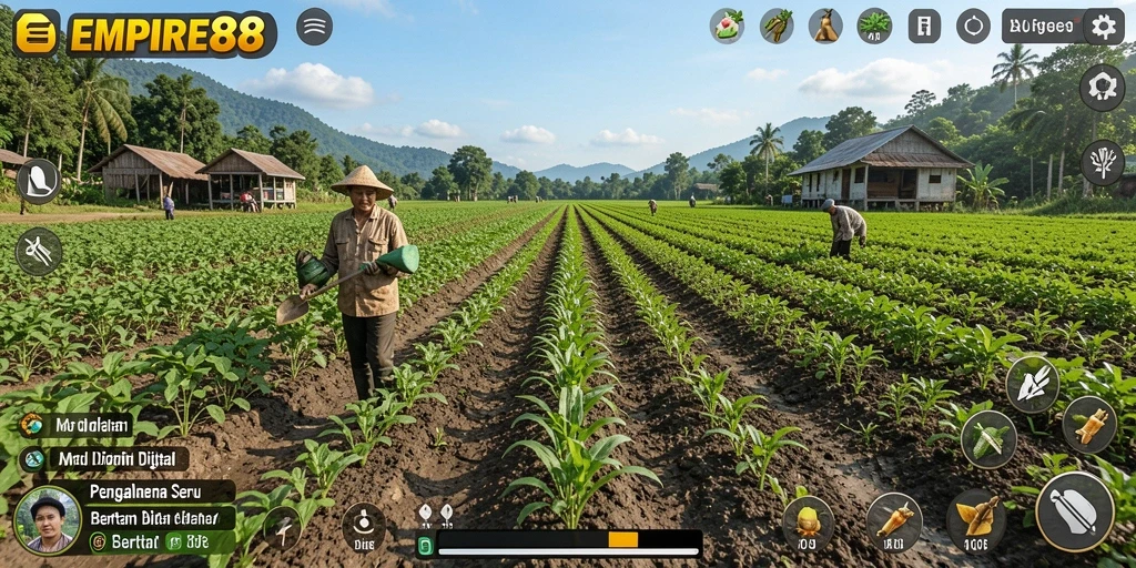 Screenshot utama gameplay EMPIRE88 menampilkan pengalaman bertani yang mengasyikkan.