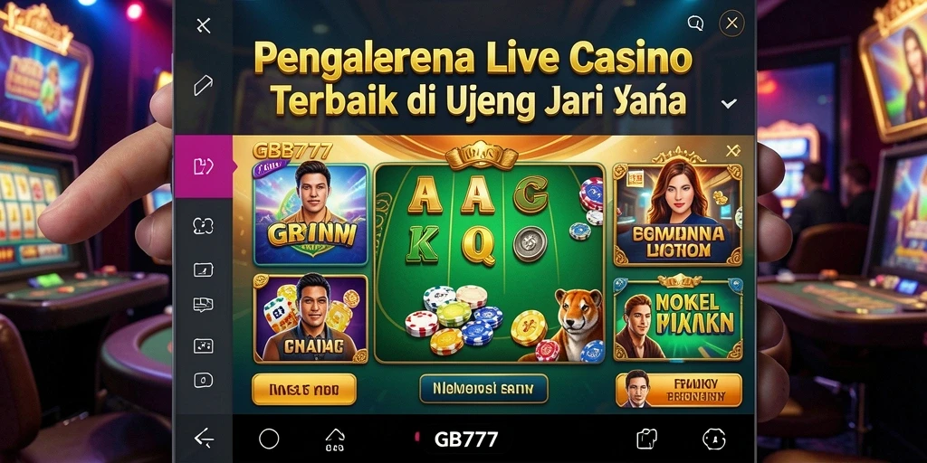 Screenshot gameplay menunjukkan dealer langsung di <strong>GB777</strong> dalam suasana kasino yang menarik.
