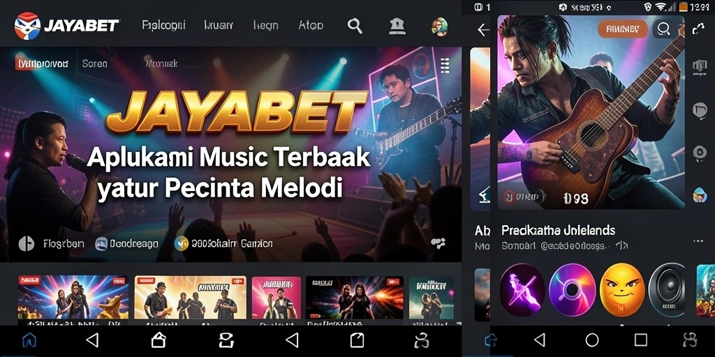 Screenshot gameplay <strong>JAYABET</strong> dengan tampilan lirik dan antarmuka musik.