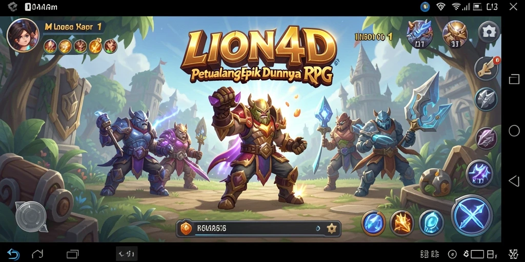 Screenshot LION4D menampilkan pertempuran seru dalam dunia RPG.
