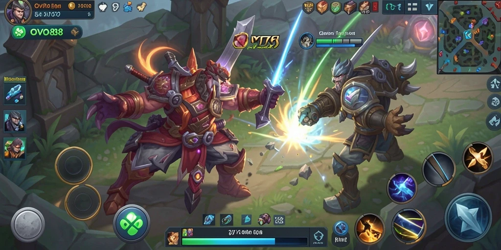 Gameplay menarik OVO88 dengan pertarungan MOBA seru.