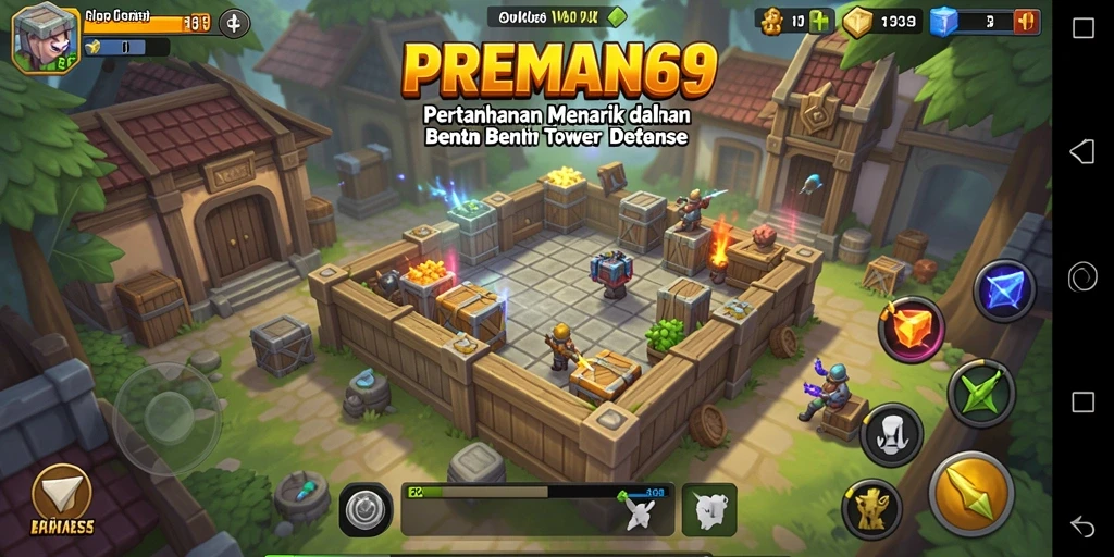 Tampilan gameplay PREMAN69 dengan strategi Tower Defense yang intens.