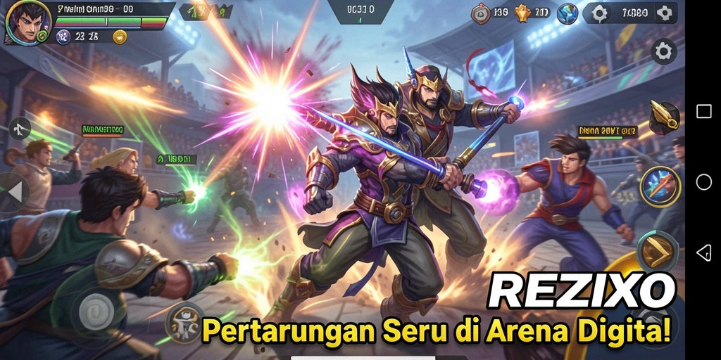 Gameplay menarik dan dinamis di arena pertarungan REZIXO.