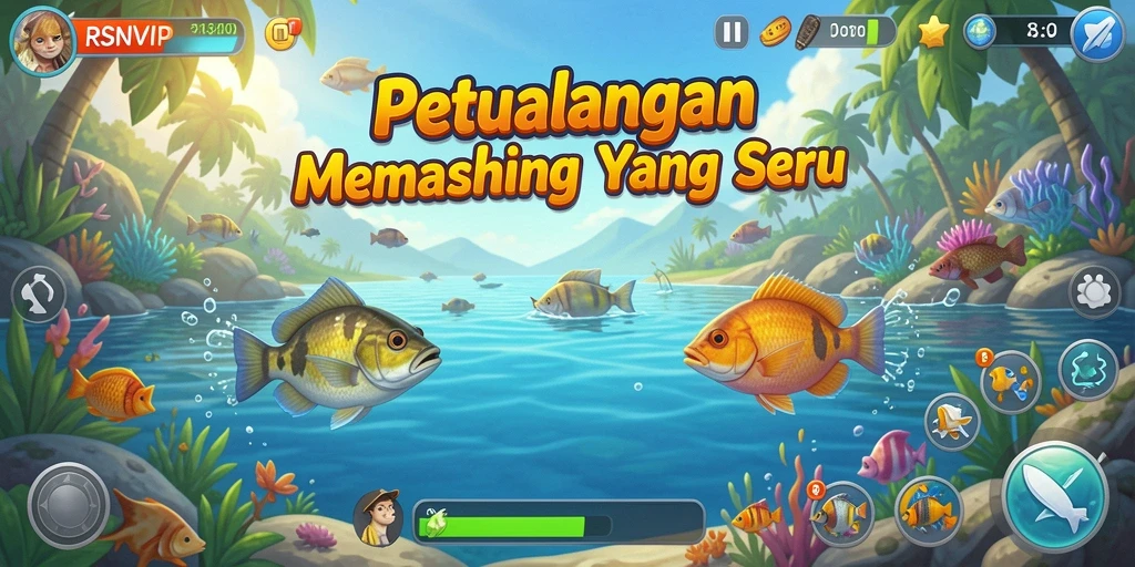 Tampilan gameplay menarik dari RSNVIP saat menangkap ikan.