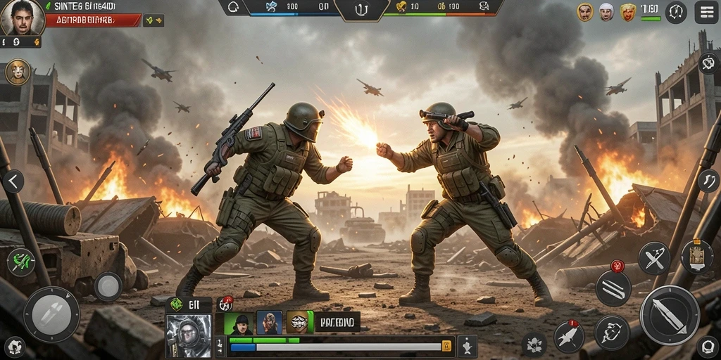 Tangkapan layar gameplay SINTE4D saat pertempuran intens.
