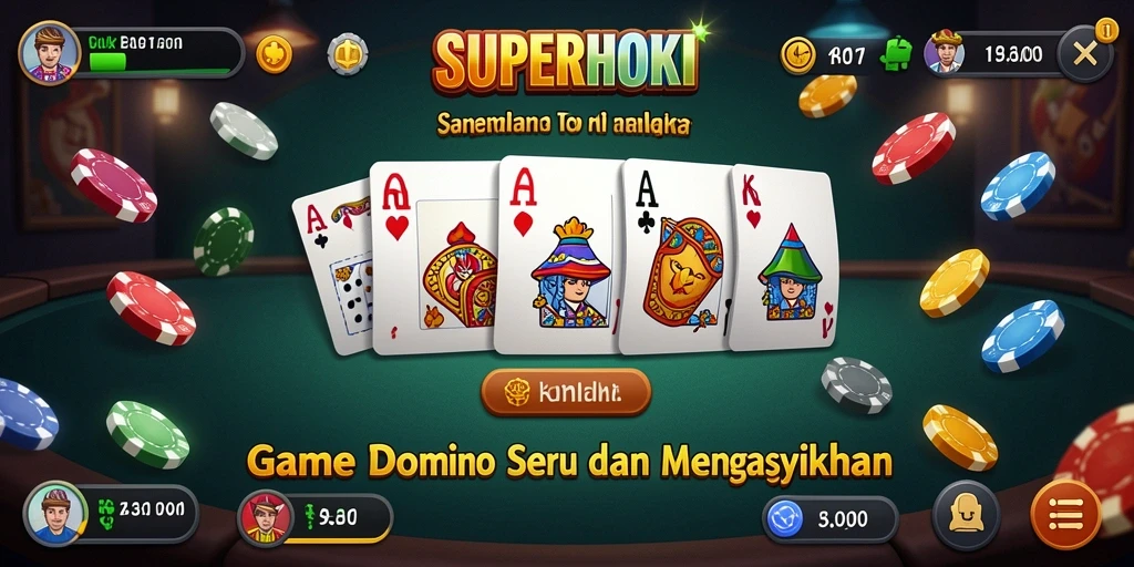 Screenshot gameplay SUPERHOKI saat bermain domino yang seru.